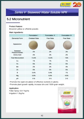 Micronutriments chélatés d'oligo-éléments organiques de matières premières d'océan