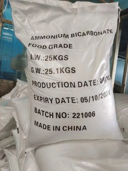 Le bicarbonate d'ammonium 99-100,5 % min 25 kg d'additif alimentaire d'emballage/catégorie de l'industrie